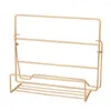 Smyckespåsar Showcase Halsband Stand Glasögon Display Rack örhängen Shelf Desktop Iron Art Home Dresser Retail Store Fashion 3 Layers