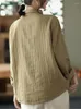 Women's Blouses Johnature Women Double Cotton Yarn Long Sleeve Shirt Turndown Collar Solid Color Loose Shirts 2023 Spring Comfortable Blouse