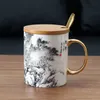 Porcelain Drinkware Bone China Mugs Chinese Traditional Antient Art Ink Painting Tea Cup Oriental Cultural 2021 New Arrival