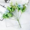 Decoratieve bloemen POBEERS ARTICIËLE HOGE KWALITEIT LUXURISCHE BOUQUET Wedding Decoratie voor thuistafel Decor Sky Blue Fake Hydrangea