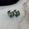 Hoop oorbellen Elegant Emerald Green Volledig zirkon voor vrouwen Zwarte kleurenbetrokkenheid Valentijnsdag Gift Jewelry