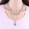 Chains Multilayers Lover Lock Pendant Choker Necklace Gold Color Padlock Heart Chain Collier Trendy Jewelry Gift