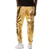 Erkekler Pantolon Parklees Gold Gümüş Metalik Parlak Sweiny Sweiny Sweiny Gece Kulübü DJ Rock Hip Hop Moda Uyum Düz Bacak Pantolonları 3XL 230311