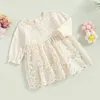 Girl Dresses Focusnorm 0-18m Baby Girls Princess Romper Dress Casual Floral Lace Long Sleeves A-Line Jumpsuits