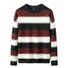 Herrtröjor kashmir bomull blandad tjock pullover män tröja 2023 Autumn Winter Jersey Hombre Pull randig Hiver Sticked D217Men's