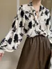 Women's Blouses Women Spring Vintage Flower Print V-Neck Long Sleeve Womens Tops And Fashion Shirt Blusas Roupa Feminina