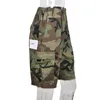 Camouflage shorts zomerkleding voor dames multi-pocket split losse kwastjes versieren trendy dames vijfpuntsbroek