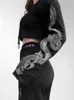 Felpe con cappuccio da donna Felpe 2023 Dark Mall Gothic Dragon Stampa Donna Crop Top Grunge Estetica Punk Nero Moda allentata Streetwear Alt Abbigliamento 230311