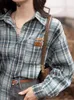 Kvinnors blusar skjortor Mishow Plaid Bluses for Women Fashion Autumn 100% Cotton Polo Collar Single-Breasted Shirts Chic kvinnliga toppar MXB35C0566 230311