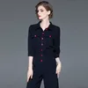 Kvinnors jumpsuits Rompers Women's Autumn Fashion Lapel Cropped Sleeves Autumn Section Jumpsuit 230311