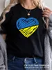 Mulheres Camisetas Heartbeat Azul Amarelo Mulheres Imprimir T-shirt Menina Y2K Manga Curta Tee Tops Lady 90S Sweetshirts Feminino Harajuku Roupas