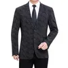 Men's Suits Men Black Grey Blazers Spring Autumn Slim Fit Notched Collar Design Jacket Suit Male Elegant Business Uniform Four Season 2023