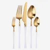 Dinnerware Sets 5Pcs Set Full Silver Stainless Steel Flatware Matte/gloss Kitchenware Wedding Cutlery Western Fork Knife Spoon