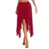 Stage Wear Style Women Chiffon Belly Ballroom Dance Skirt Waltz Dancewear Elegant Mid-Long Latin Asymmetrical Hem Skirts