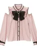 Blouses Femmes Élégant Doux Surdimensionné Lolita M-4XL Printemps Automne Femmes Harajuku Dentelle Bow Chemises À Manches Longues Girly Kawaii Tops Blusas