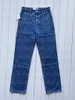 Jeans kvinnors designer broderi anagram kvinnor höst vinter mode raka byxor avslappnad stil hög midja lös byxor