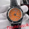 8 Color Watch pomarańczowy stal nierdzewna obrotowa ramka 46 mm Men Automatyczne mechaniczne gumki ze skórzanym paskiem zegarków Luminous na rękę