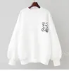 Kvinnors hoodies tröjor Vita kapslösa pullover Midlength Bear Spring Autumn Trend Tops Korean Loose Thin Coat Kawaii Långärmad tshirt 230311