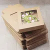 새로운 혼합 컬러 크래프트 종이 상자 로맨틱 웨딩 투명 창 선물 상자 사탕 초콜릿 비스킷 포장