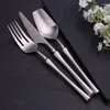 Dinnerware Sets Silver 5Pcs Stainless Steel Set Fork Knife Spoon High Quality Tea Coffee Cutlery