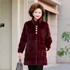 Mulher de meia -idade feminina de pêlo feminino Spring Autumn Winter Faux Casat IMITATION MINK TAMANHO GRANDE ALIMENTO MONE