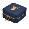 Sacchetti per gioielli 2x scatola di lino multifunzione collana anello orecchini braccialetto organizzatore di archiviazione ragazza regalo viola blu