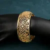 Bangle Moroccan Jewelry Bangles Gold Plated Hollow Flower Hand For Women Arabic Bridal Pulseras Mujer