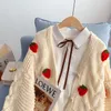 Kvinnors stickor Tees Korobov Japanese Strawberry Sticked Cardigans Coats Korean Chic Sweet Kawaii Sweaters Vintage Sweet Cardigan 230311