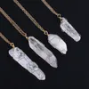 New Shiny Wire Wrapped Irregular Crystal Pendant Necklace White Clear Transparent Nature Stone Quarts Woven Charms Yoga Jewelry Accessories for Women Wholesale