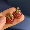 Stud Stud 18K Guld Full Red/White Strawberry Earrings Jewelries Letter Wedding Present With Dust Bag R230619