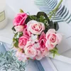 Dekorativa blommor 10 huvuden konstgjorda siden rosor jul bröllop scrapbooking bukett hushållsprodukter vaser för heminredning