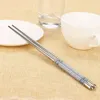 Chopsticks Stainless Steel Portable Non-Slip Sticks Tableware Porcelain Patters Chinese Kitchen #H