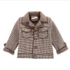 Counhe de alta qualidade infantil lã para meninos moda outono jaqueta de inverno menino xadrez crianças quentes sobrecolo 210t 230311