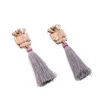 Dangle Earrings Kpop Gray & Blue Rope Tassel Long Ethnic Style Boho Dangling Ear Jewelry Women Bijoux