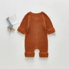 Rompers Baby Clothing Brief Style Toddler Boys Jumpsuits Spädbarn Girls Knitwear Single Breast Baby Outerwear 230311
