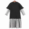 Casual Dresses SuperAen Dress Women Long Sleeve Korean Style Flounced Edge Patchwork O-Neck Oversized For WomenCasual