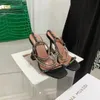 2022 Sandaler Designers Fest Mode Klackar 100% läder Dansskor Sexiga mocka kvinnor tofflor kristall tjock klack dam bröllopsklänning skor stor storlek 35-42 med låda