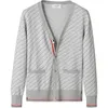 Tb Thom Fashion Brand 2023 Primavera Stripe Cardigan lavorato a maglia Maglioni belli da uomo e da donna Design Premium Coat