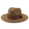 Fashion Spring Summer Wide Brim Straw Hat For Men Women Outdoor Travel Sun Protection Pannama Retro Jazz Top Cap