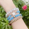 Bracciale Strand Lady etnico bohémien Set da 4 pezzi in ceramica morbida colorata con temperamento retrò e perla con stella