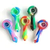 Colorful Silicone Portable Style Pipes Herb Tobacco Oil Rigs Glass Multihole Single Hole Filter Bowl Handpipes Smoking Cigarette Hand Holder Tube DHL