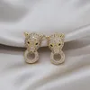 Orecchini a bottone Design coreano Gioielli di moda 14K Placcatura in oro reale Squisito zircone Leopardo Accessori per feste da donna elegantiStud