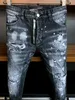 DSQ PHANTOM TURTLE Мужские джинсы Мужские роскошные дизайнерские джинсы Skinny Ripped Cool Guy Causal Hole Denim Модный бренд Fit Джинсы Мужские потертые брюки 6159