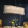 Lampadari rettangolo appeso cristallo moderno di lusso illuminazione a soffitto a LED per soggiorno cucina ad isola cromata decorazioni per la casa per interni