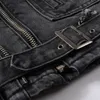 Zwart tracksuit gescheurde gat pants sets voor mannen punk slanke ritsontwerp denim jas en stretch jeans vintage tweedelige herenkleding