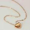 Chaînes Au750 Pur 18K Or Rose Lucky Heart Avec O Chain Link Collier Femmes Cadeau 1.7-2.1g