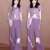 Sweats à capuche pour femmes Sweatshirts 2023 Violet Punk Rayé Été Mince Manches Courtes Y2k Esthétique Zip Up Gothique Harajuku Sweat Femme 90s 230311