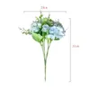 Decoratieve bloemen POBEERS ARTICIËLE HOGE KWALITEIT LUXURISCHE BOUQUET Wedding Decoratie voor thuistafel Decor Sky Blue Fake Hydrangea