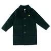 Coat Boys Woolen Autumn Plus Cotton Solid Turn Collar Fashion Long Outerwear Kids Clothes Children's Wool Blends 230311