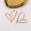 Heart Design V Letter Studs Branded Gold White K Hoop Drop Earrings for Women Girls Lover Lady Gift Fashion Exaggerated Engagement Party Street Wedding Bride Jewelry